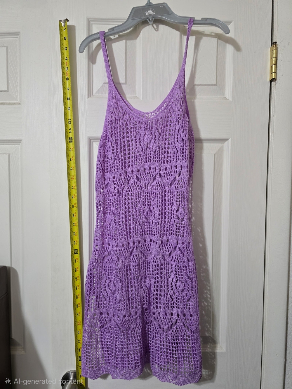 Crochet Swim CoverUp Dress One Size S/M Purple High Slit Beach Fairy Resortwear